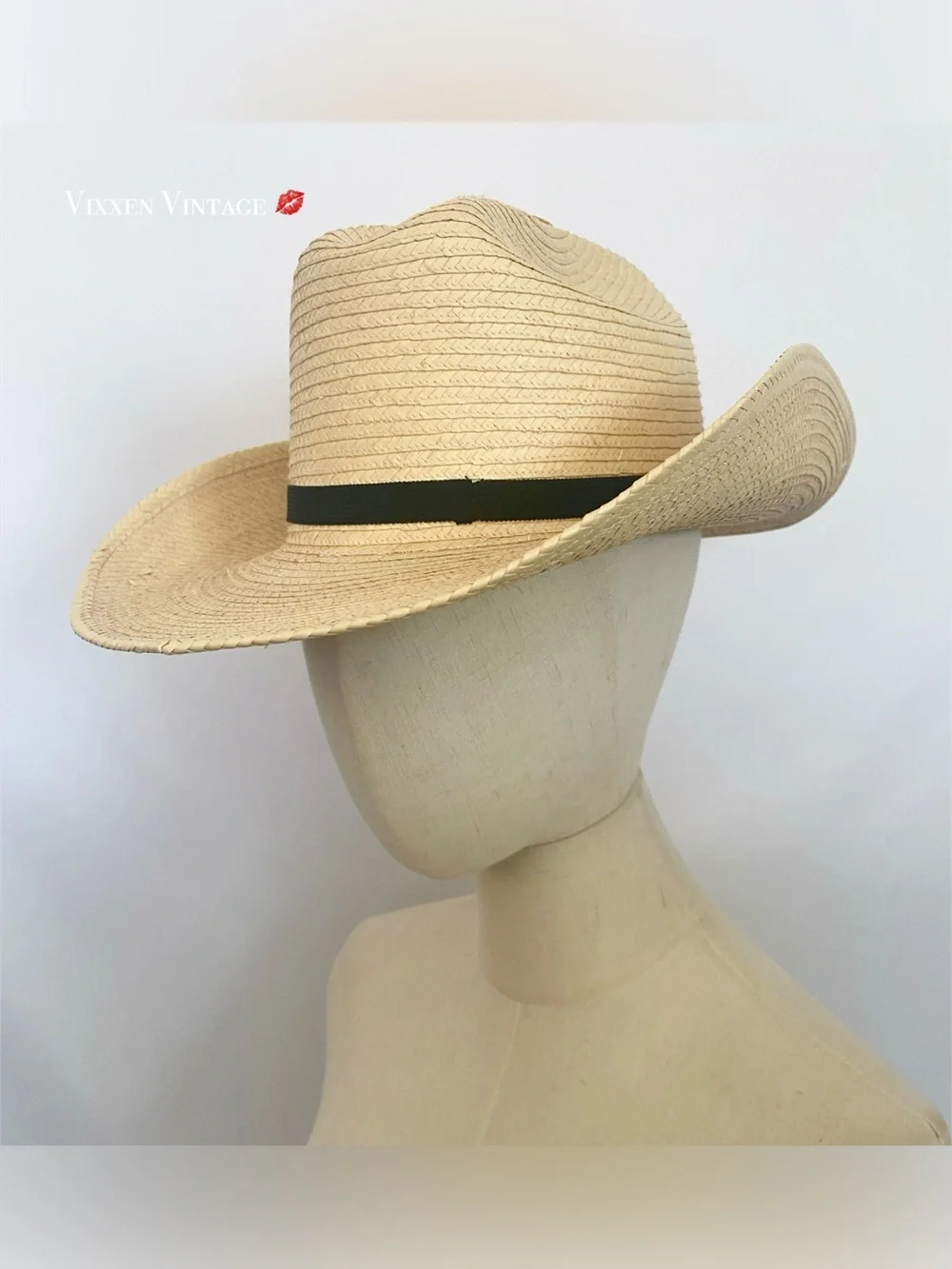 SUNBODY HATS HOUSTON, TEXAS 'KID'S CATTLEMAN PALM LEAF STRAW HAT' IN NATURAL
